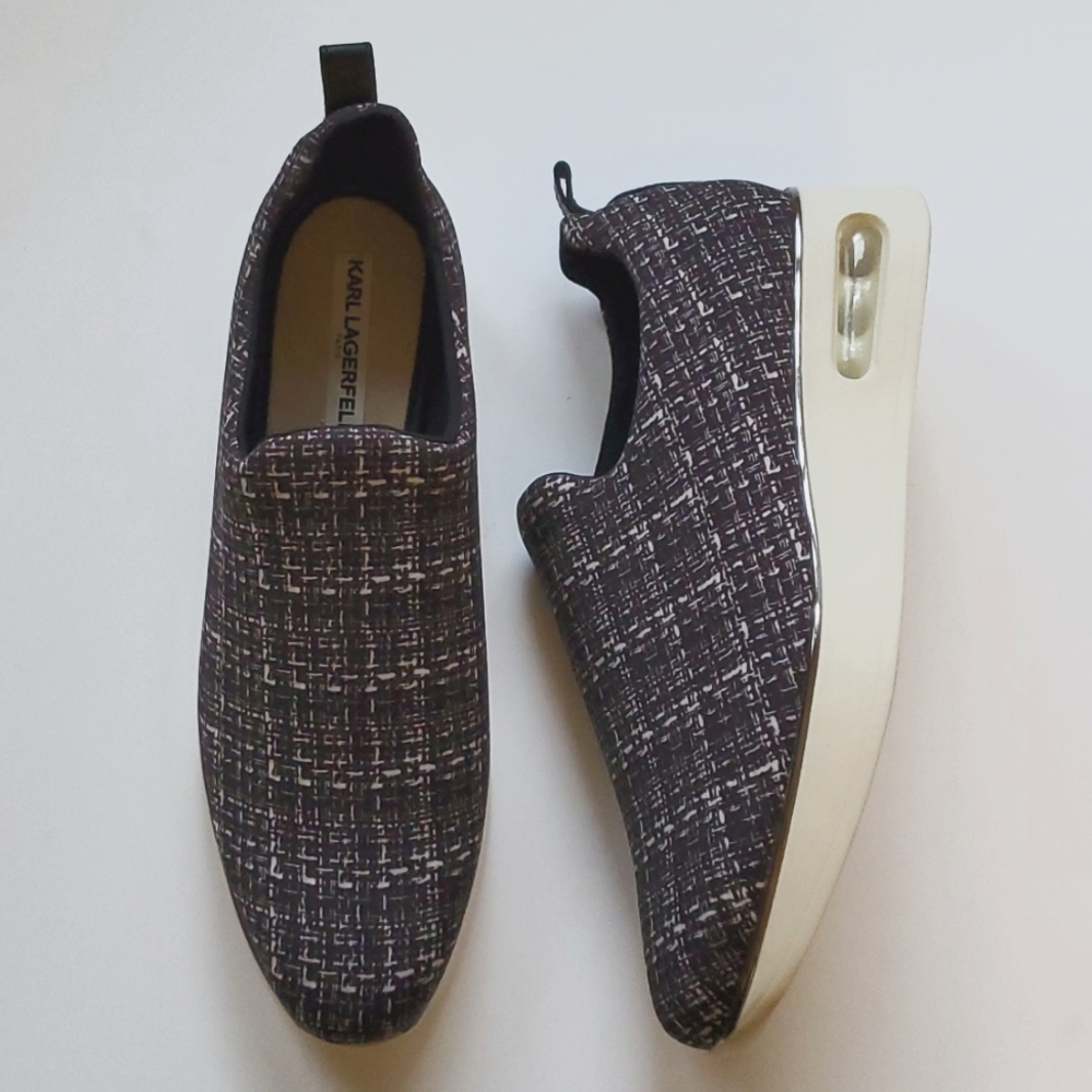Karl Lagerfeld slip on printed sneakers - size 9.5